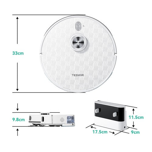 Tesvor S8 Pro 2 vienā robots putekļsūcējs ar mitrās uzkopšanas funkciju 6000 Pa