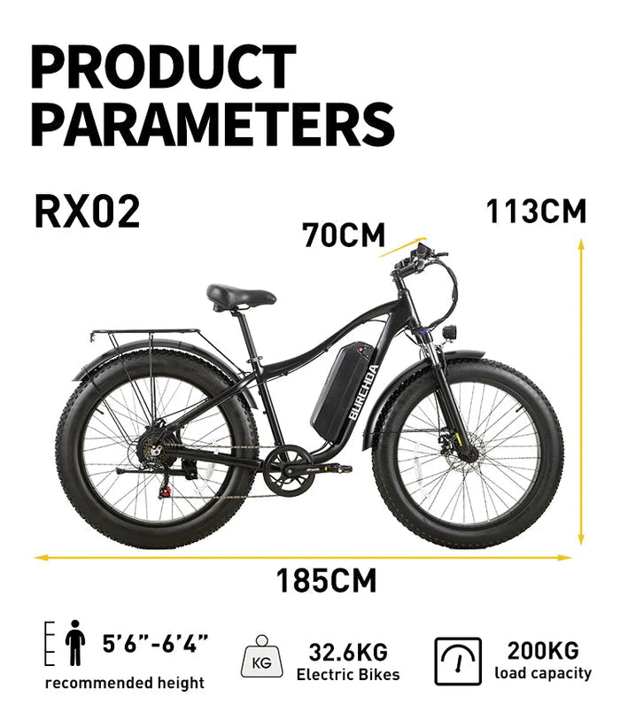 Burchda RX02 elektriskais velosipēds 1000W