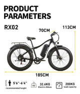 Burchda RX02 elektriskais velosipēds 1000W