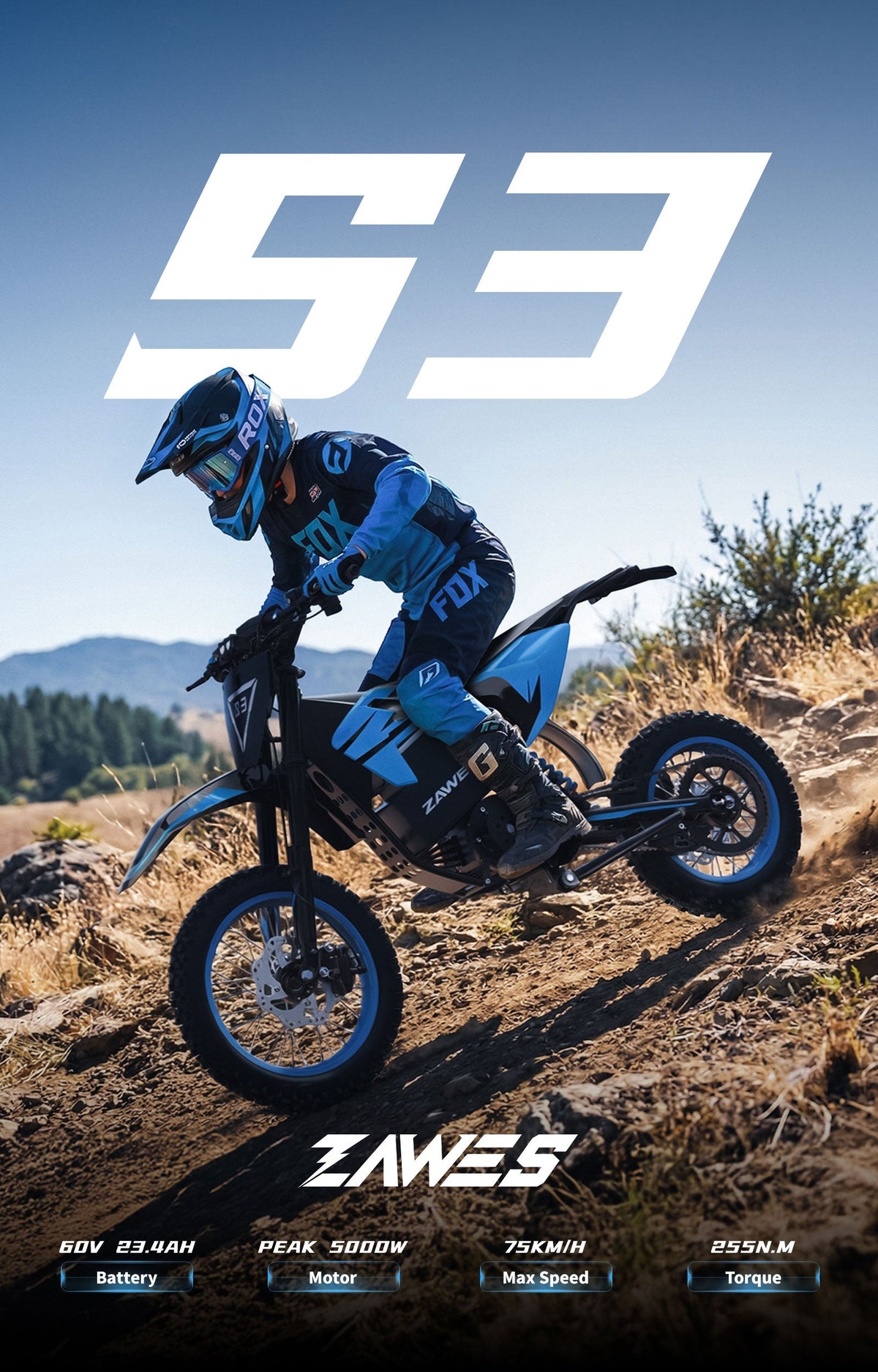 ZAWES S3 elektriskais velosipēds OFF-ROAD