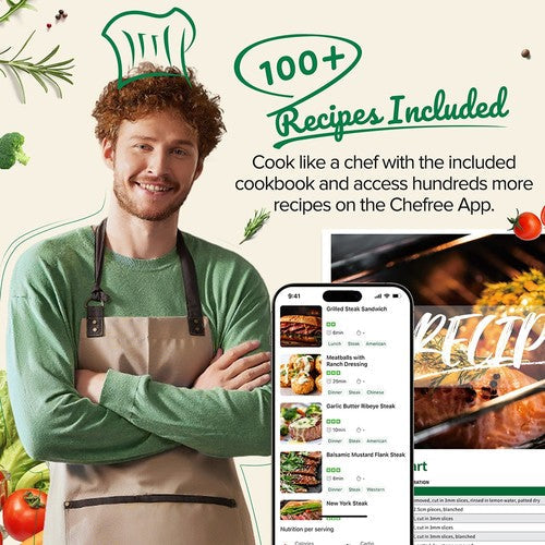 CHEFREE AF500 1700 W 6,5 l karstā gaisa friteris ar viedo termometru