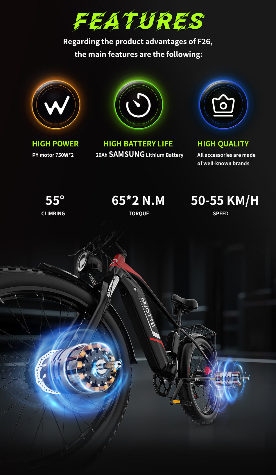 DUOTTS F26 PRO 750 W*2 Divi dzinēji