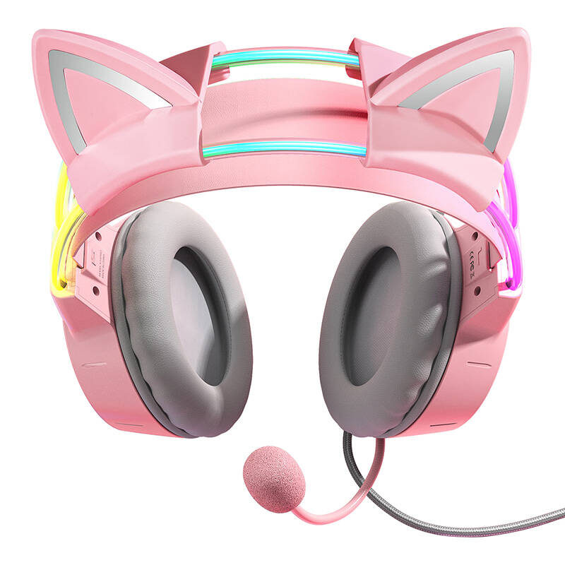 ONIKUMA X15Pro Gaming Headphones Pink/Cat Ears