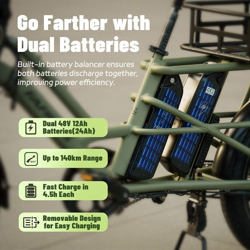 Fafrees FF20 CUV Kravas elektriskais velosipēds, 250W motors, 48V 24Ah