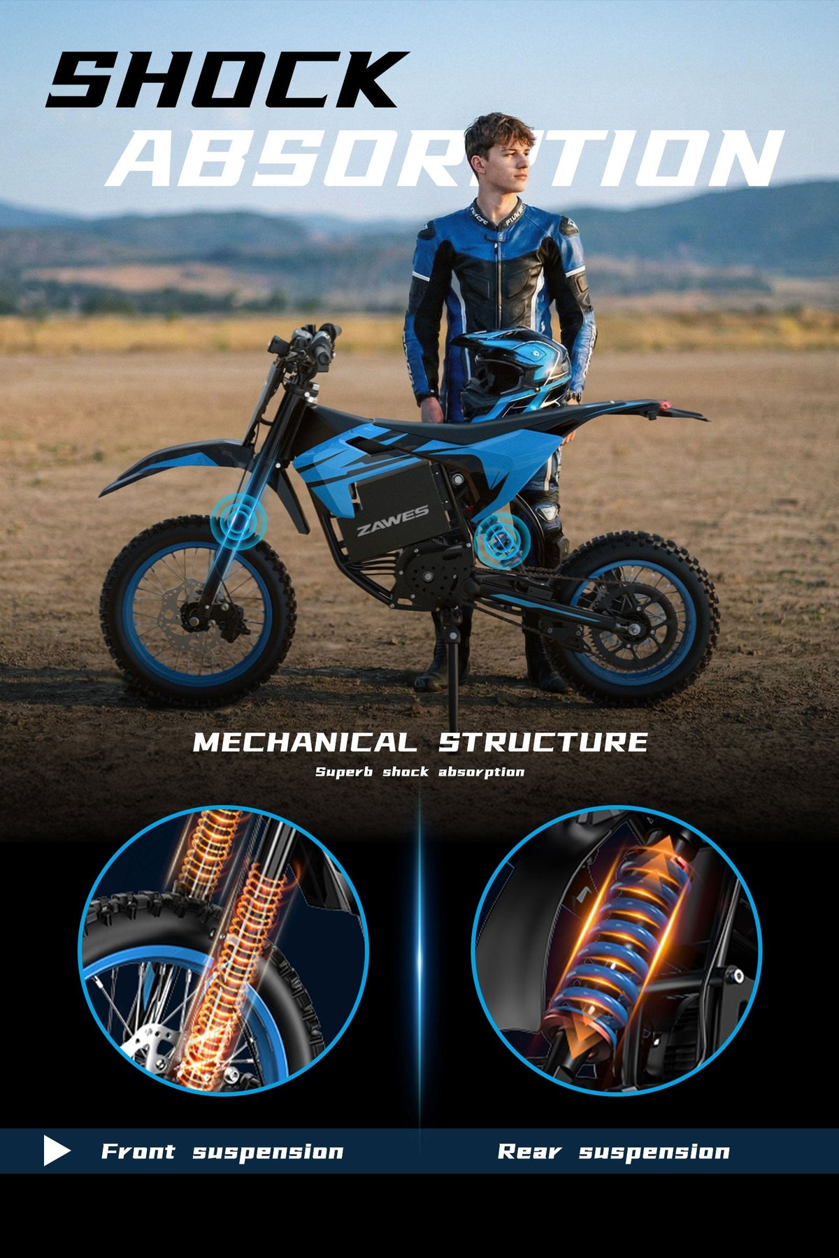ZAWES S3 elektriskais velosipēds OFF-ROAD