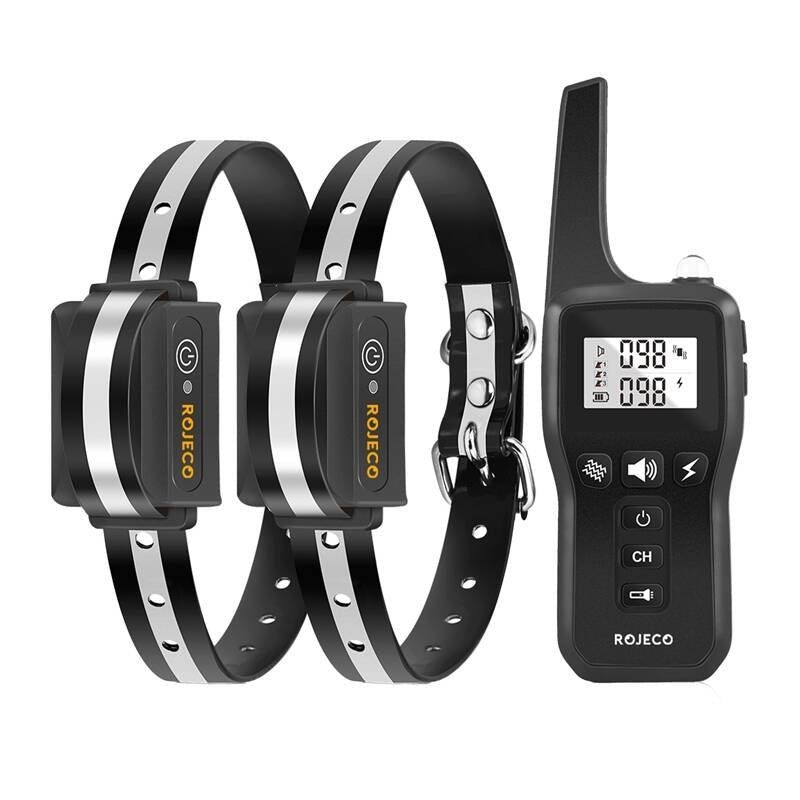 Rojeco PD529 1000m Dog Training Collar with 2 Collars (black)