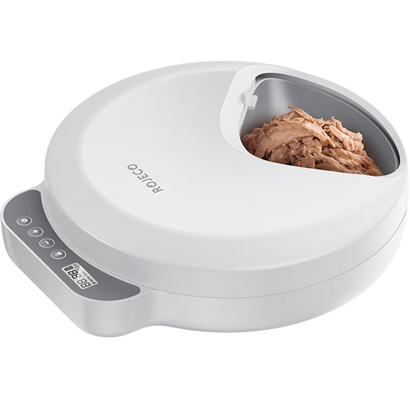 Rojeco F26 4 Meals Cat Feeder Button Version with 2 Ice Packs (white)