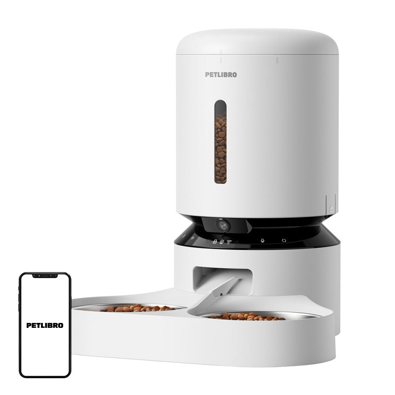 Petlibro Granary camera feed dispenser with double bowl, 5L (white)