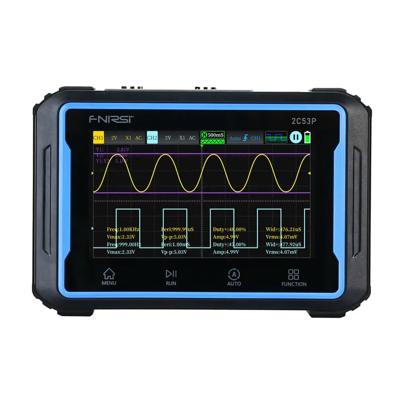 Portable 3-in-1 FNIRSI 2C53P 4.3" touchscreen oscilloscope