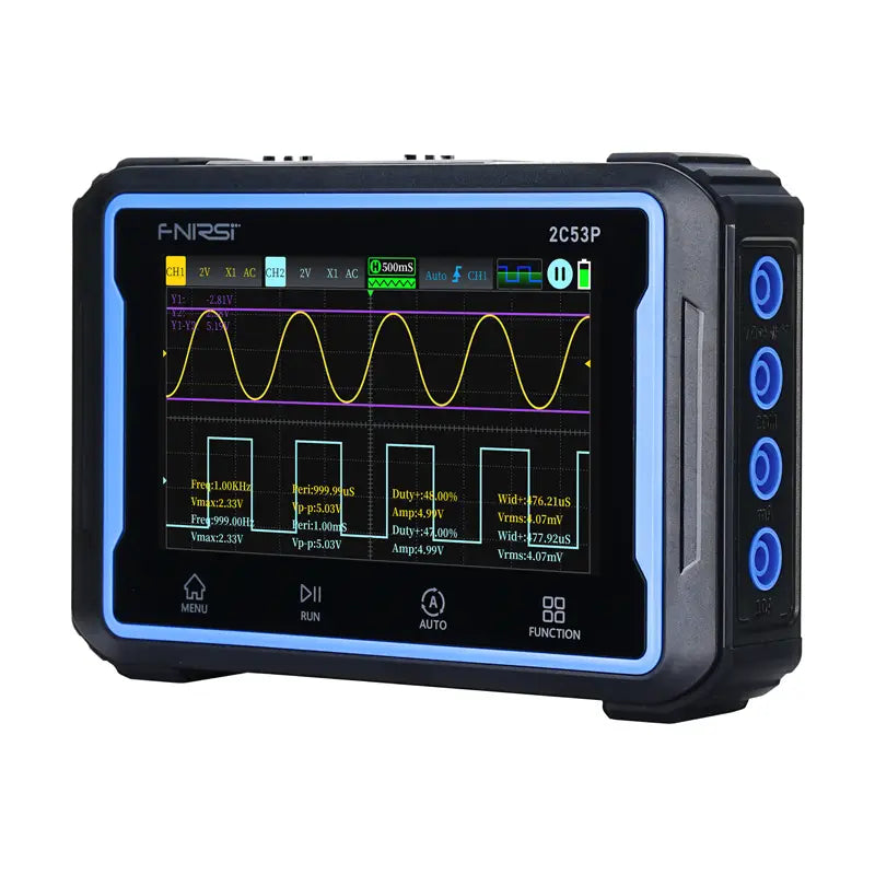 Portable 3-in-1 FNIRSI 2C53P 4.3" touchscreen oscilloscope