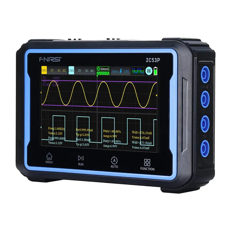 Portable 3-in-1 FNIRSI 2C53P 4.3" touchscreen oscilloscope