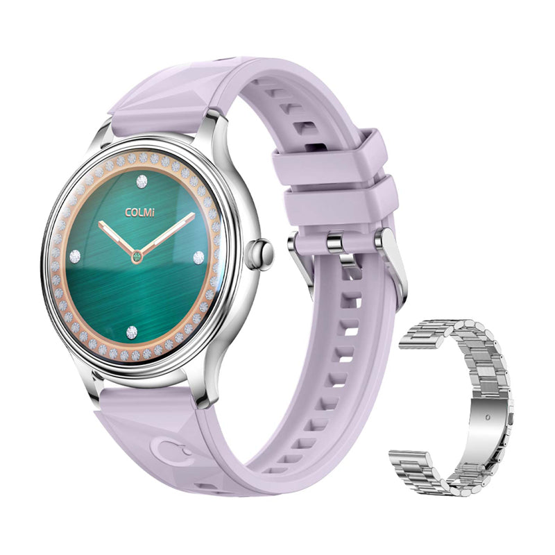 COLMI L28 Smart Watch (Silver-purple + silver steel strap)