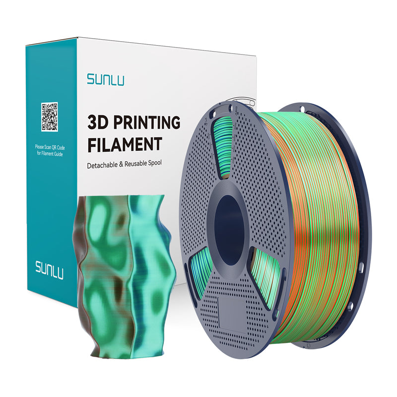 Sunlu PLA+ Silk Tri-Color Filament (orange, blue, and green)