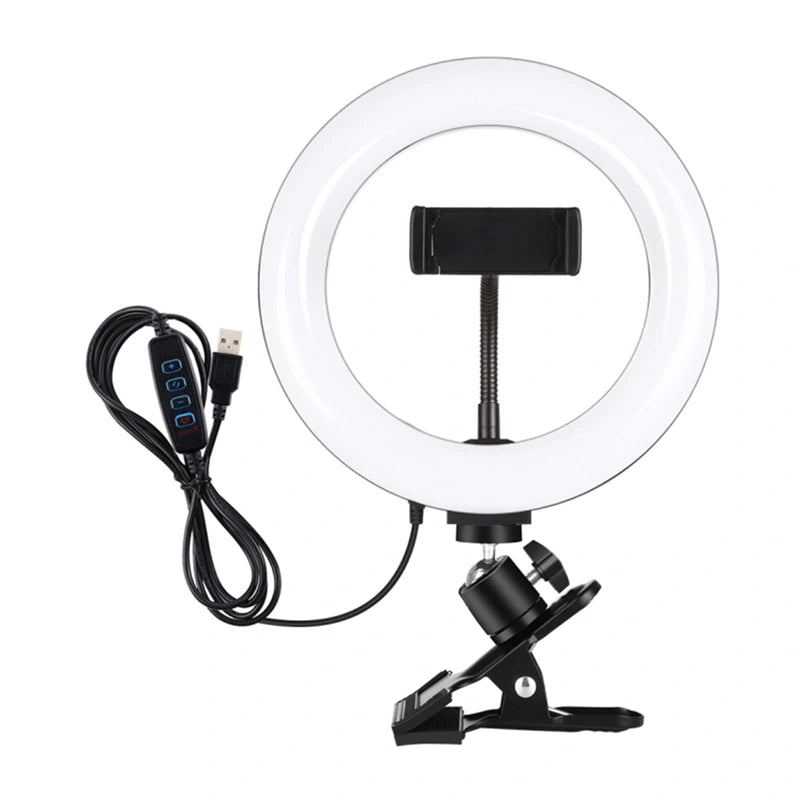 Puluz 20 cm Ring Light for Vlogging with Monitor Clip, Phone Holder, and Color Temperature Adjustment (Black)