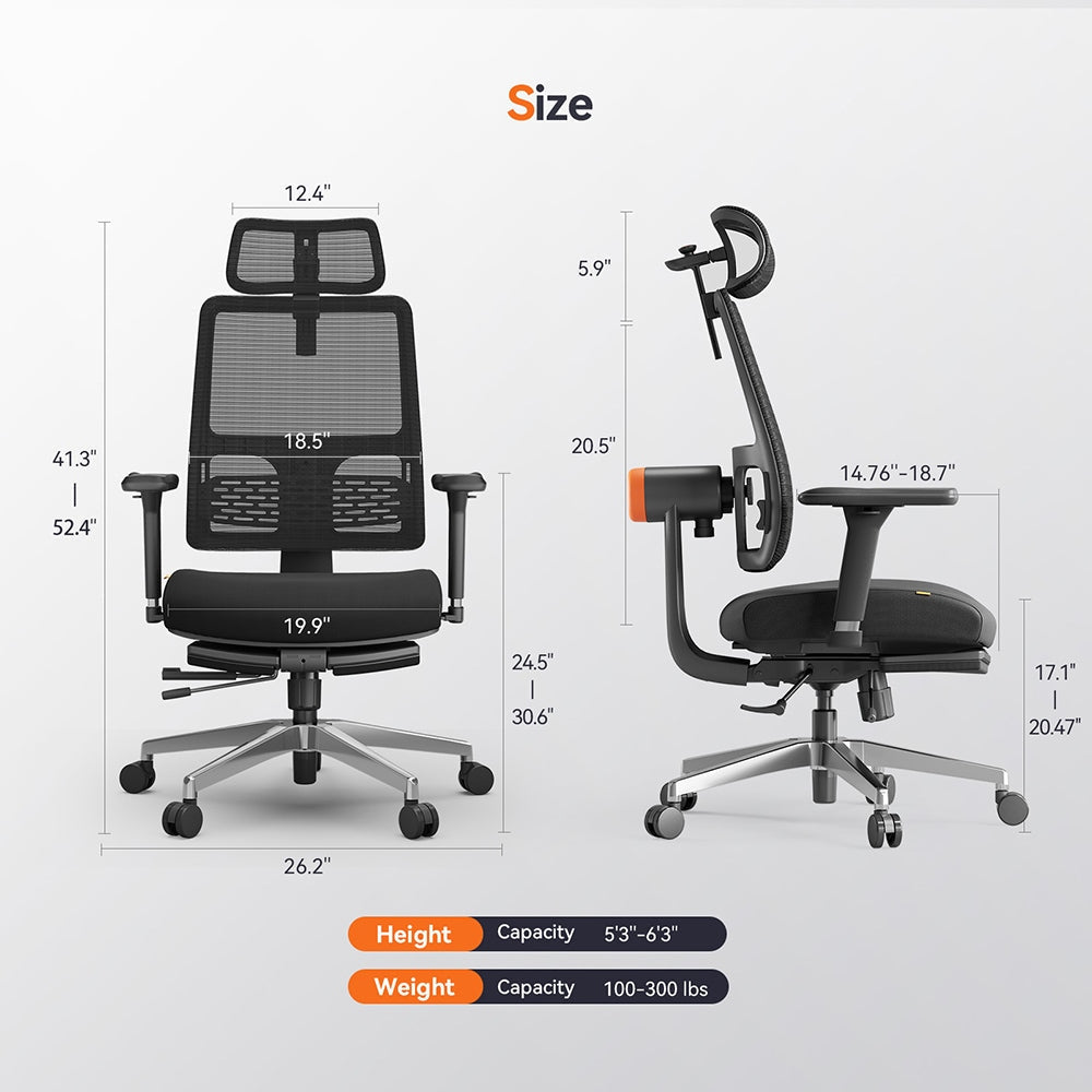 NEWTRAL MagicH-BPro ergonomisks krēsls ar kāju balstu