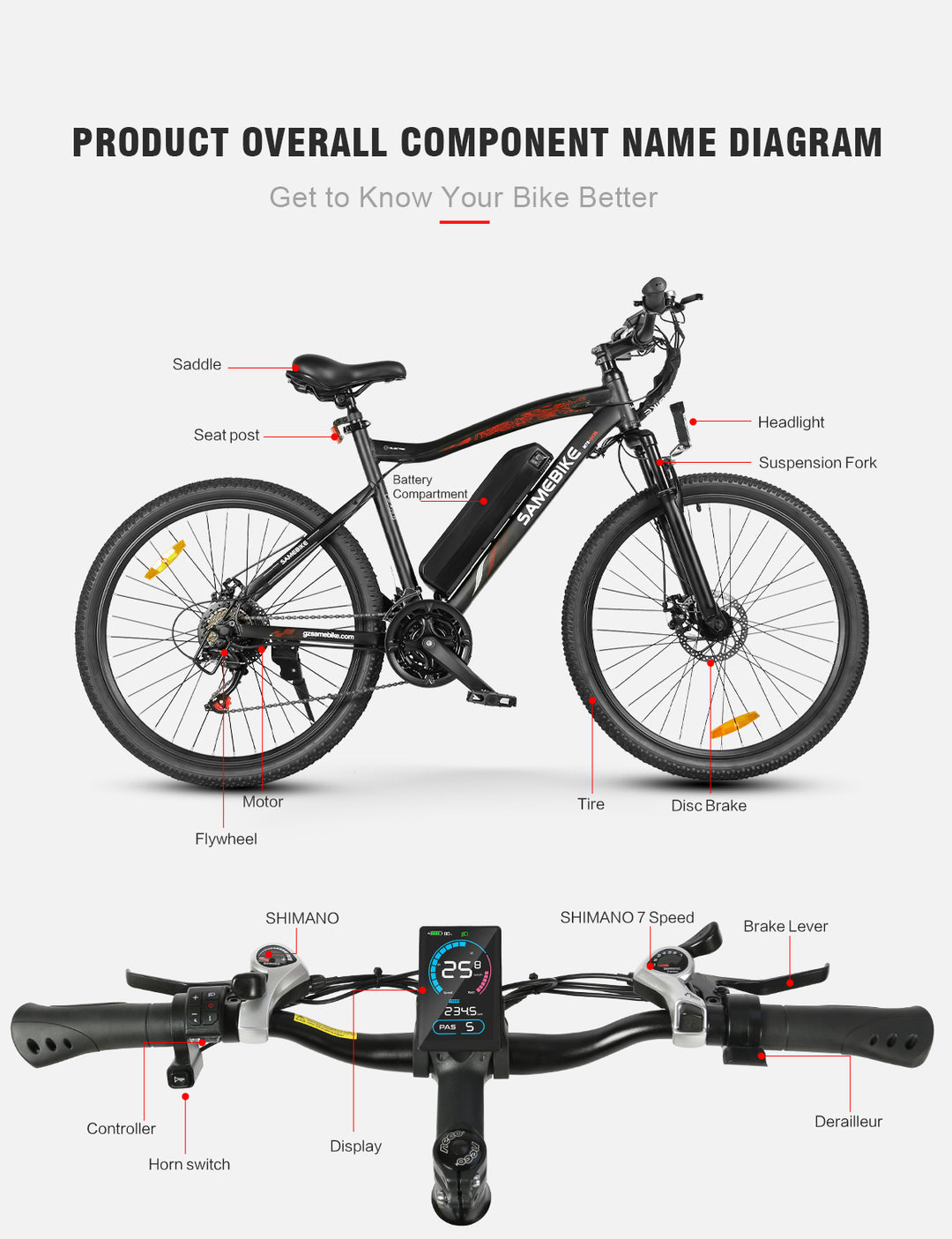 Samebike SY26-II elektriskais kalnu velosipēds