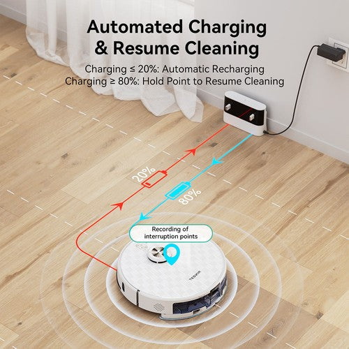Tesvor S8 Pro 2 vienā robots putekļsūcējs ar mitrās uzkopšanas funkciju 6000 Pa