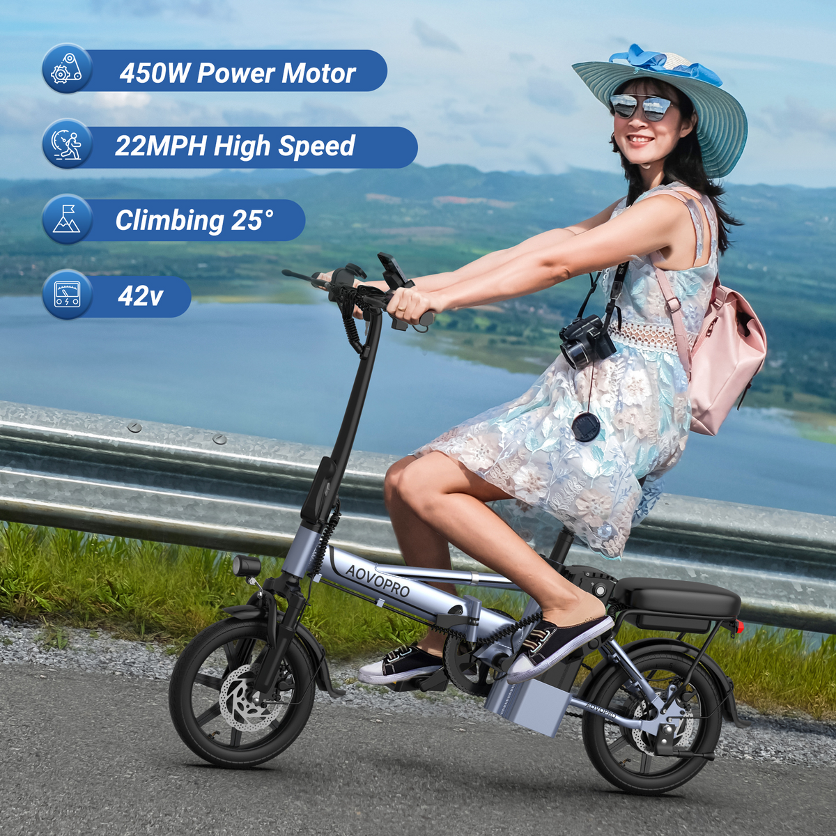 AOVOPRO EB60 elektriskais velosipēds 10Ah 500W