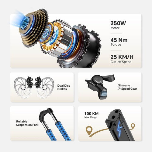 Touroll Roamer 2 ST Step-Thru elektriskais velosipēds, 250W motors, 36V 15.6Ah
