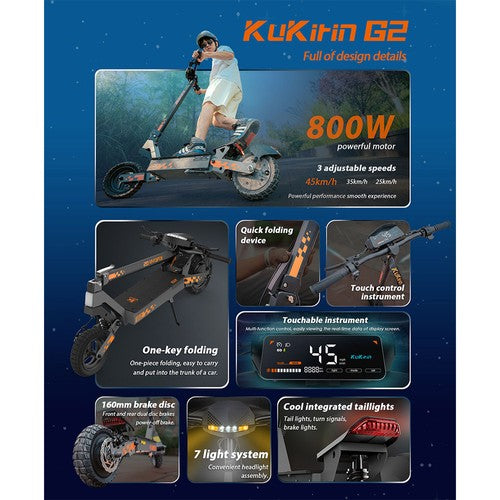KuKirin G2 Elektriskais skrejritenis 2025. gada versija 800W motors 48V 15.6Ah
